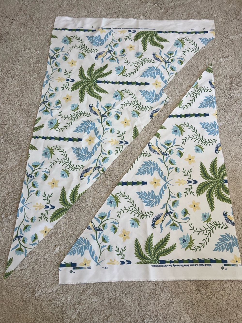 Schumacher Island Palm Designer Fabric Remnant pieces